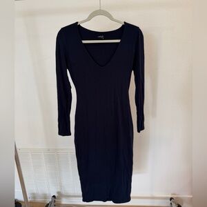 Naked Wardrobe Classic Navy Long Sleeve Dress